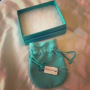 Tiffany and Co suede pouch, tag and box.